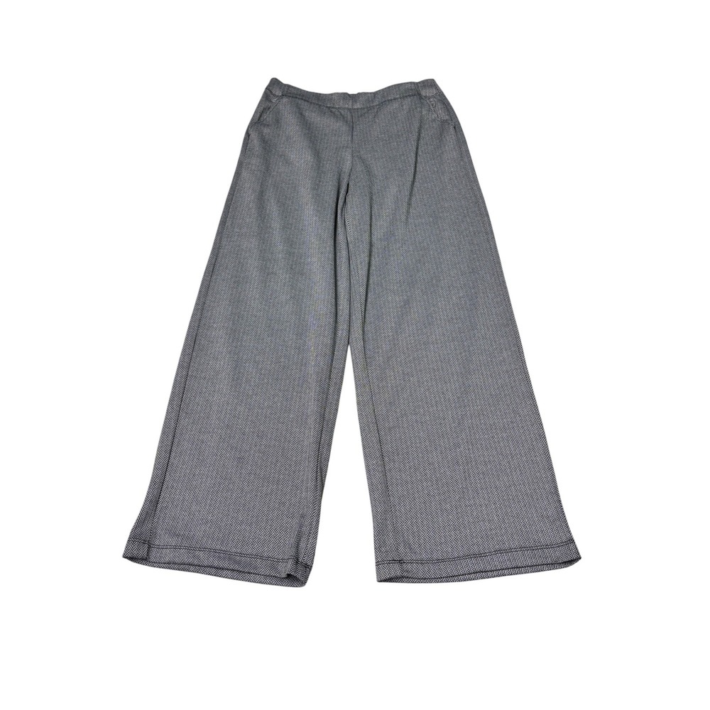 NWT Max Studio Womens Easy Leg Trouser Herringbone Grey High Rise L W30 L29